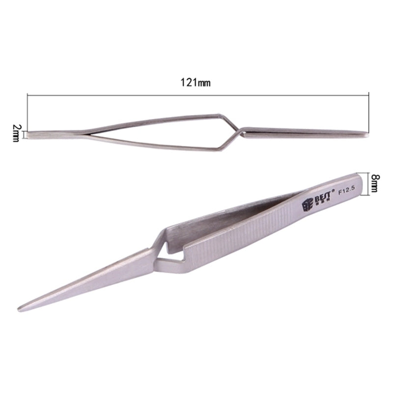 BST-F12.5 Stainless Steel Self Closed Straight Laboratory Tweezers