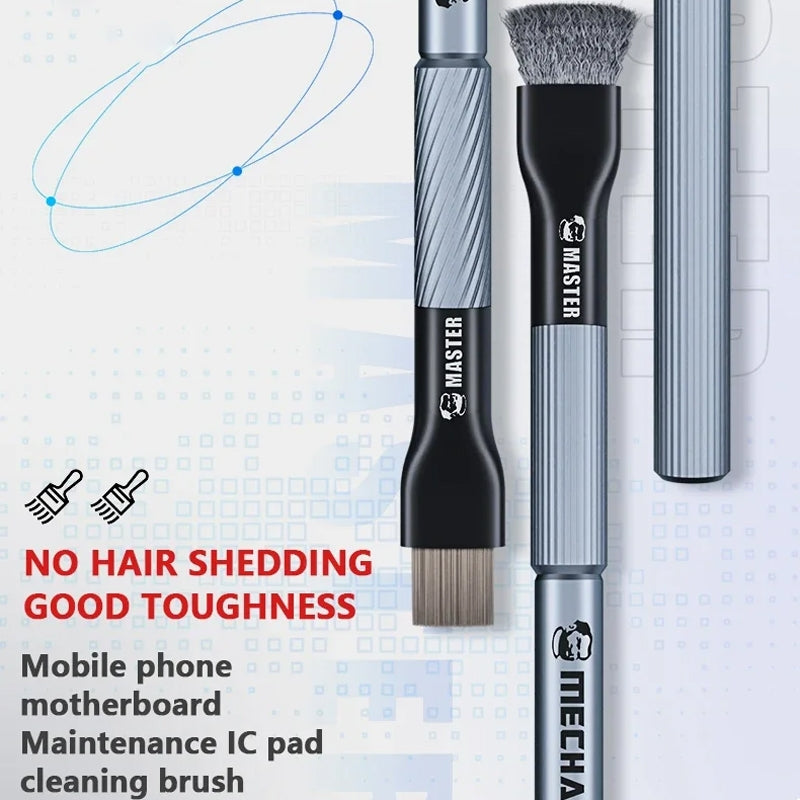 Cell Phone Motherboard Chip Degumming Brush PCB De-Tin Cleaning Cylinder Long Handle Brush, Style: Double-ended Sideburns+Steel Wire