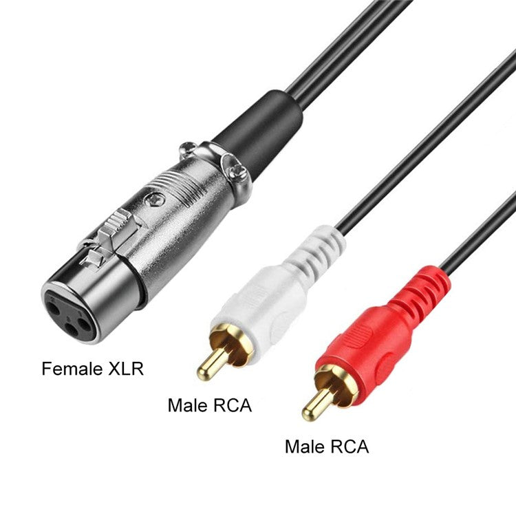 JUNSUNMAY 3m Dual RCA Male to XLR Female Y Splitter Breakout Cable Audio Adapter Cord