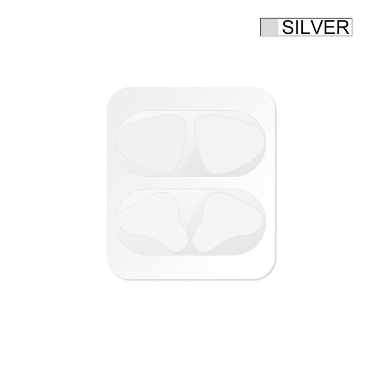 For Apple AirPods with Charging Case (2019)/(2016) Headset Protection Sticker Cover - Silver