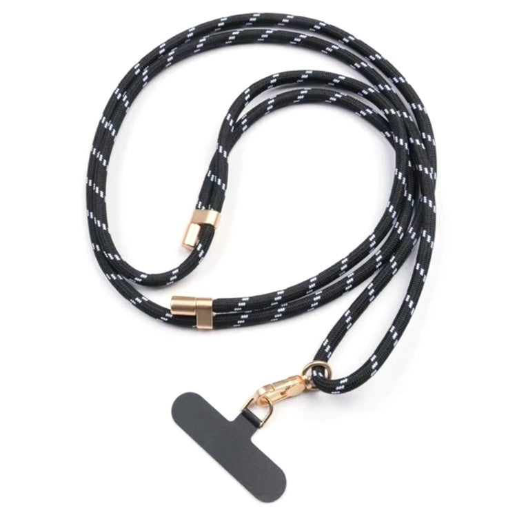 Neck Phone Lanyard 6mm Thick Polyester Rotating Buckle Strap with Tether Tab, Total Length: 150cm - Black+White