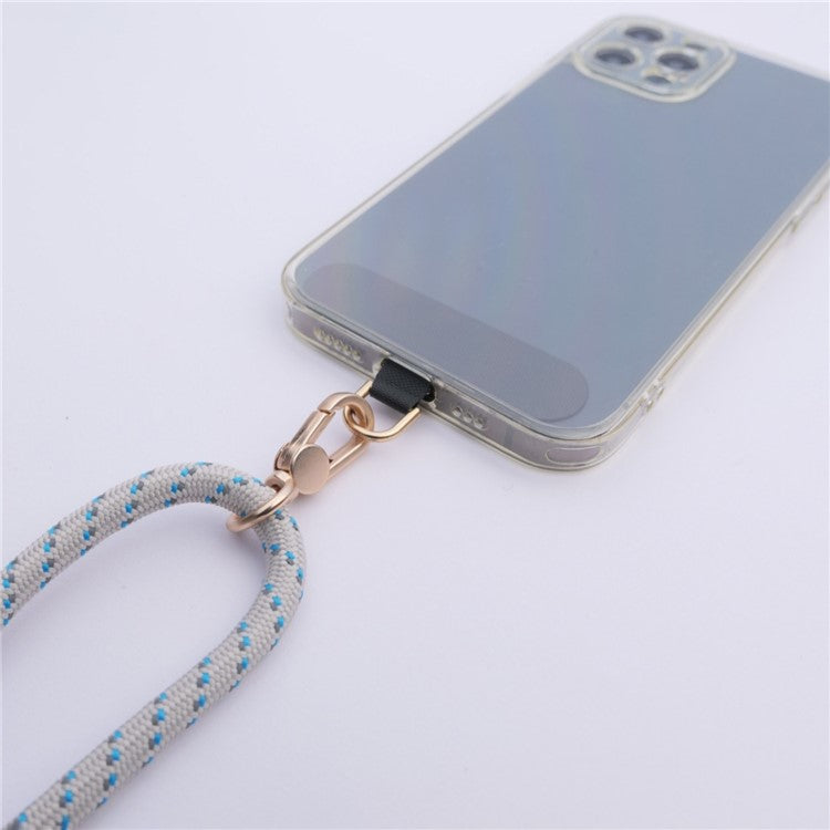 Neck Phone Lanyard 6mm Thick Polyester Rotating Buckle Strap with Tether Tab, Total Length: 150cm - Black+White