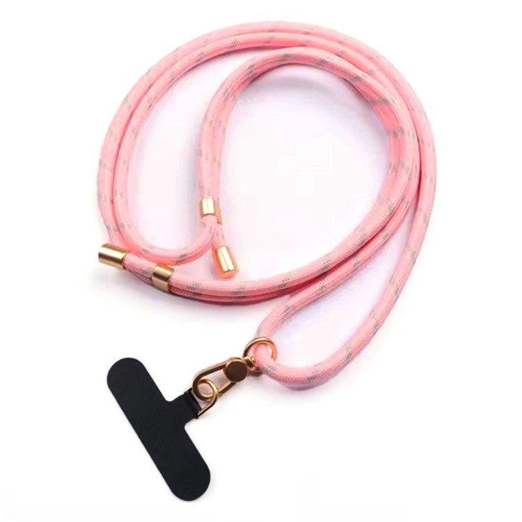 Neck Phone Lanyard 6mm Thick Polyester Rotating Buckle Strap with Tether Tab, Total Length: 150cm - Pink