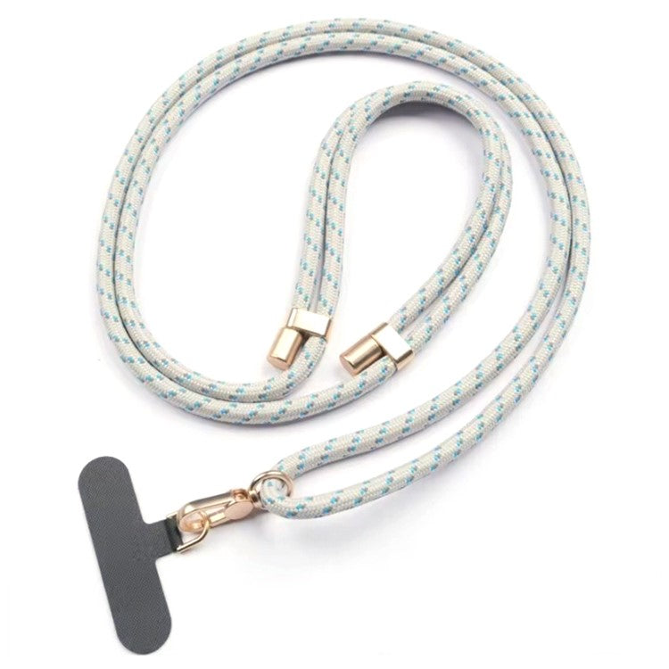 Neck Phone Lanyard 6mm Thick Polyester Rotating Buckle Strap with Tether Tab, Total Length: 150cm - Greyish White