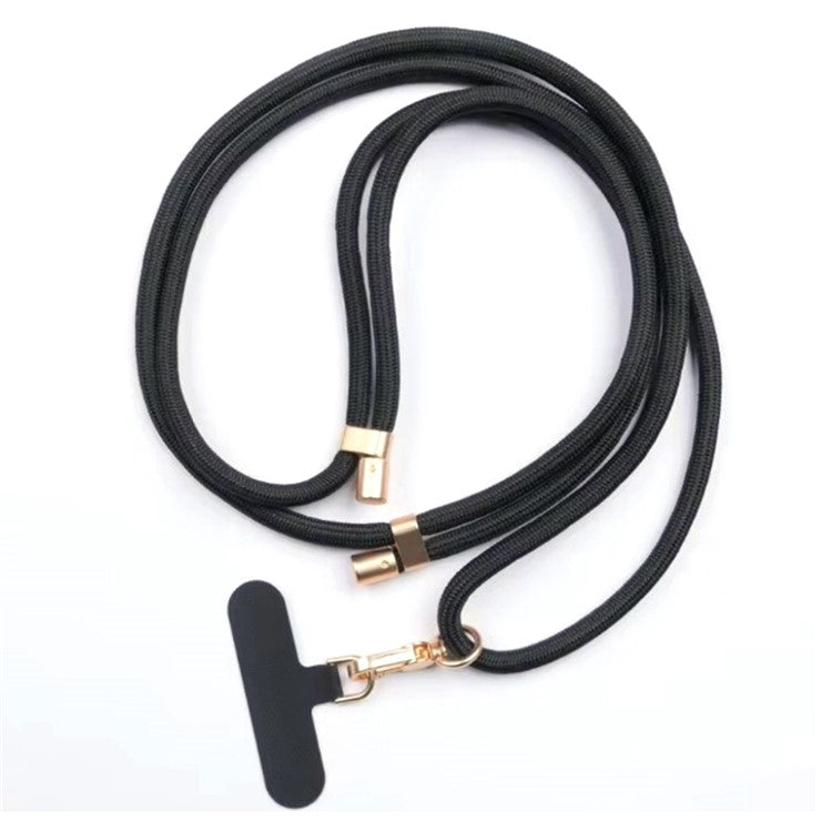 Neck Phone Lanyard 6mm Thick Polyester Rotating Buckle Strap with Tether Tab, Total Length: 150cm - Black