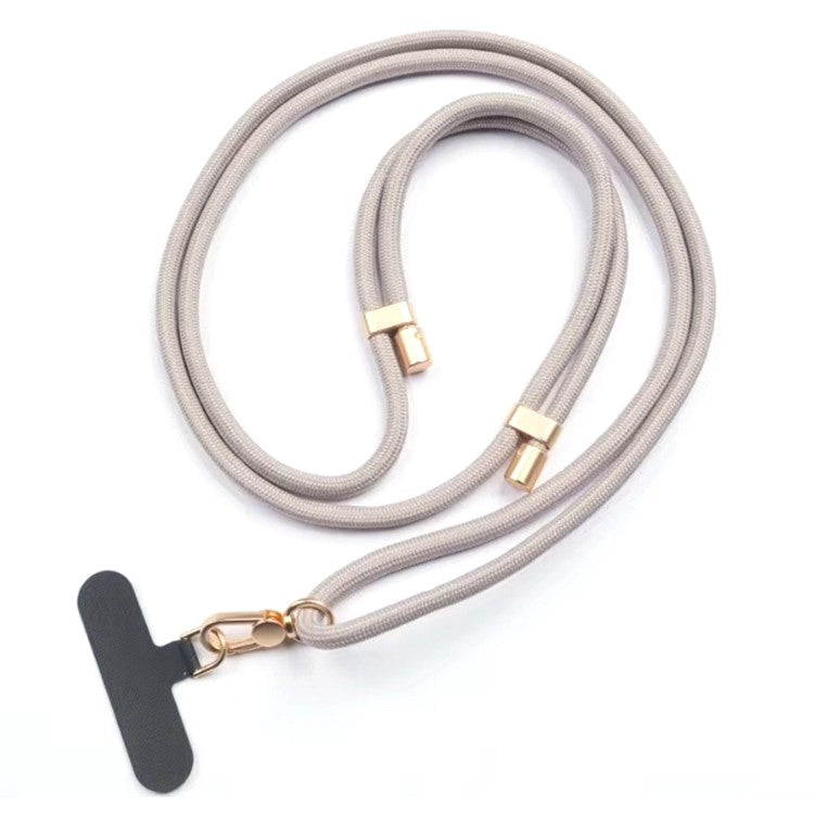 Neck Phone Lanyard 6mm Thick Polyester Rotating Buckle Strap with Tether Tab, Total Length: 150cm - Grey