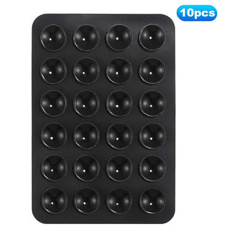 10Pcs Silicone Suction Cup Adhesive Mount for Phones Anti-Slip Suction Pads Mirror Shower Phone Holder - Black