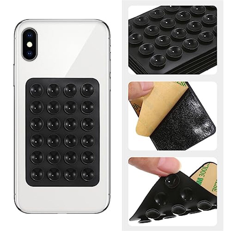 10Pcs Silicone Suction Cup Adhesive Mount for Phones Anti-Slip Suction Pads Mirror Shower Phone Holder - Black