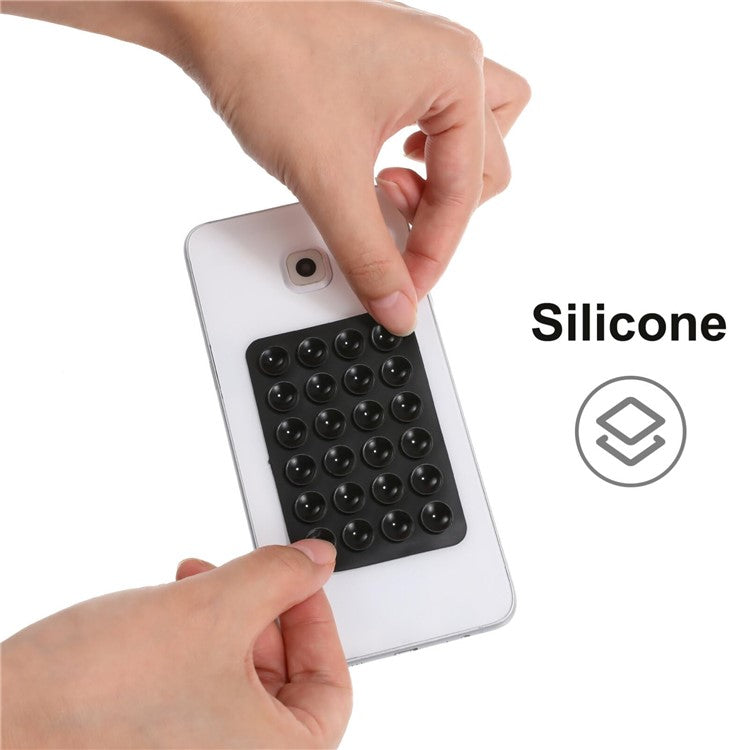 10Pcs Silicone Suction Cup Adhesive Mount for Phones Anti-Slip Suction Pads Mirror Shower Phone Holder - Black