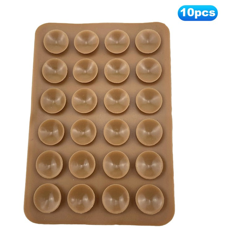 10Pcs Silicone Suction Cup Adhesive Mount for Phones Anti-Slip Suction Pads Mirror Shower Phone Holder - Coffee