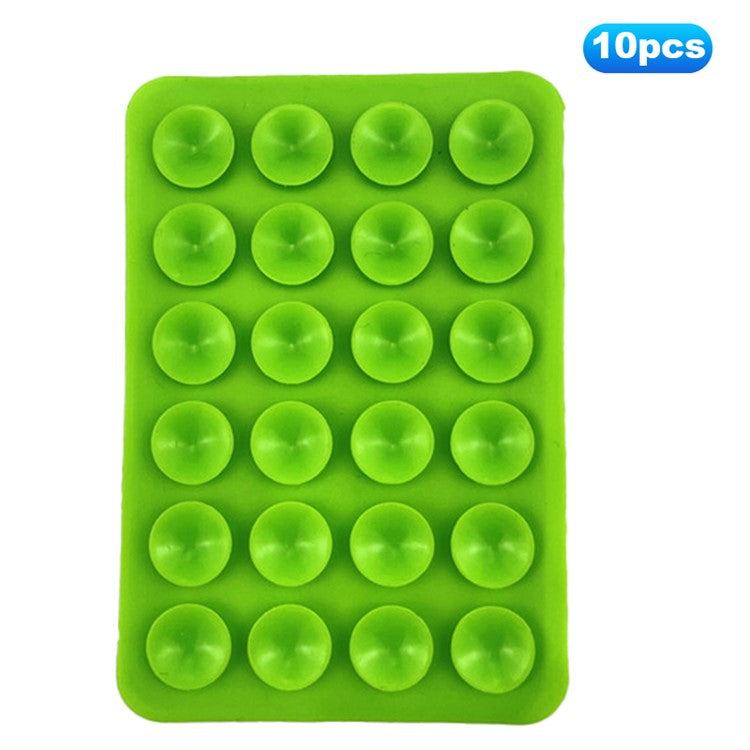 10Pcs Silicone Suction Cup Adhesive Mount for Phones Anti-Slip Suction Pads Mirror Shower Phone Holder - Green