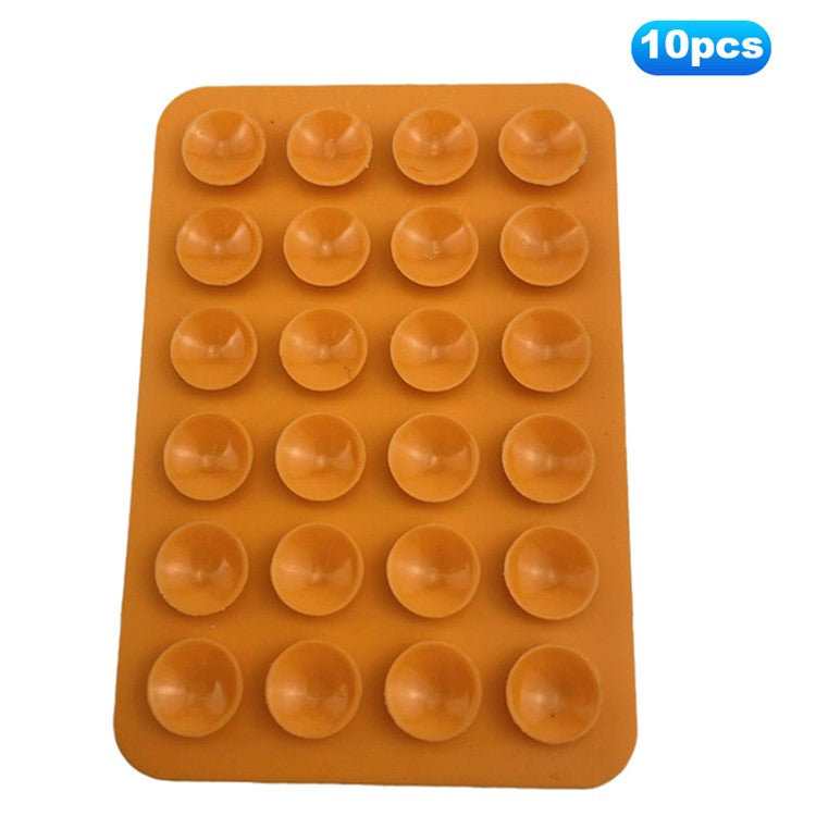 10Pcs Silicone Suction Cup Adhesive Mount for Phones Anti-Slip Suction Pads Mirror Shower Phone Holder - Orange