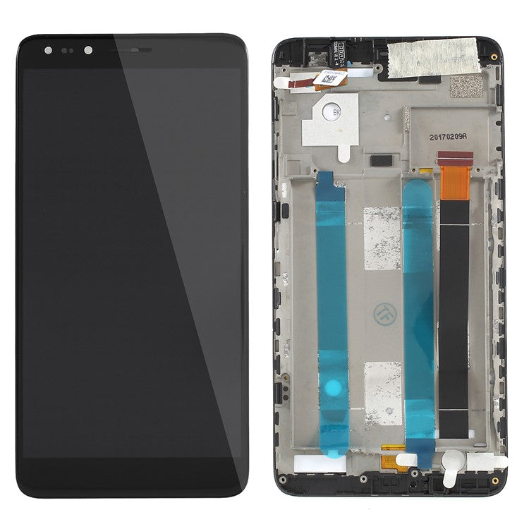 OEM LCD Screen and Digitizer Assembly Part with Frame for Alcatel OneTouch Pop 4 6.0" 7070 - Black