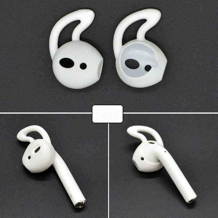 1 Pair of Silicone Ear Hooks Skin Protective Cover for Apple AirPods - White