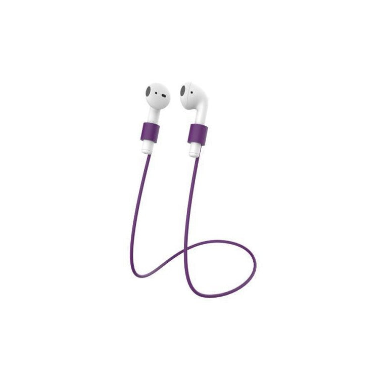 10Pcs/Set Earphone Anti-lost Silicone Rope Strap for Apple AirPods - Purple