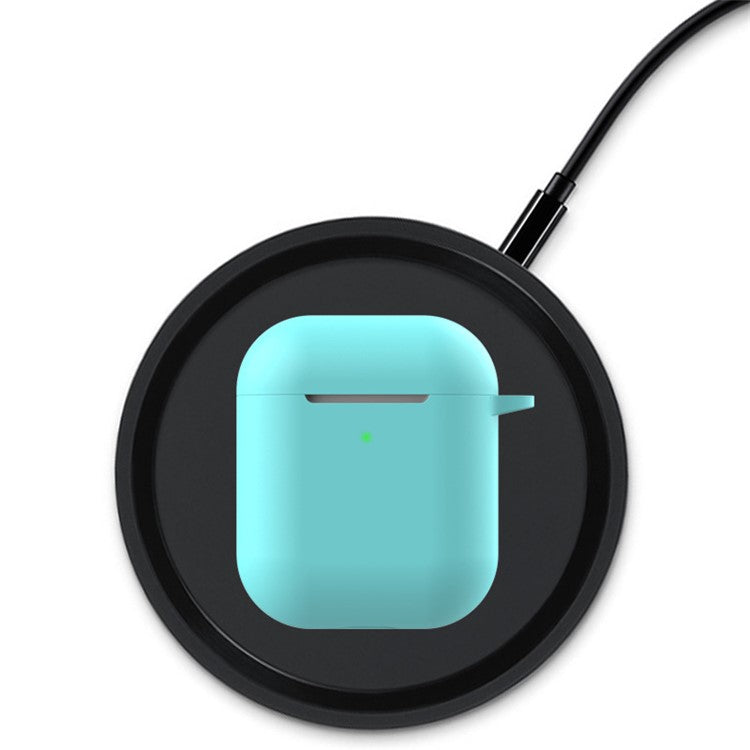 Silicone Case with Keychain for Apple AirPods with Charging Case (2019) - Cyan