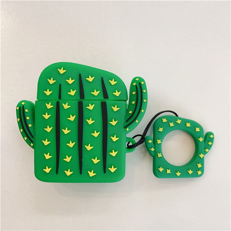 Silicone Cover with Ring for Apple AirPods with Wireless Charging Case (2019)/Charging Case (2019)/Charging Case (2016) - Cactus