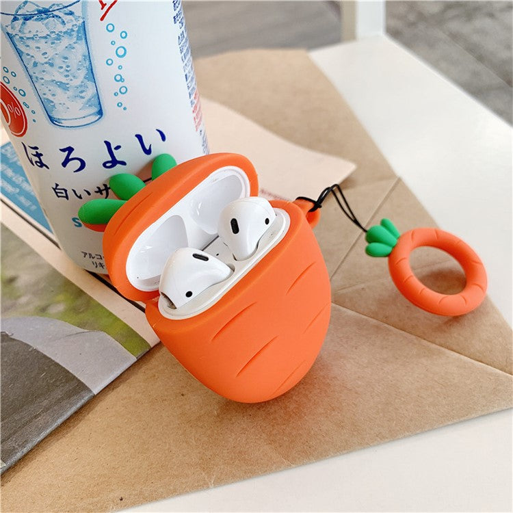 Silicone Cover with Ring for Apple AirPods with Wireless Charging Case (2019)/Charging Case (2019)/Charging Case (2016) - Carrot