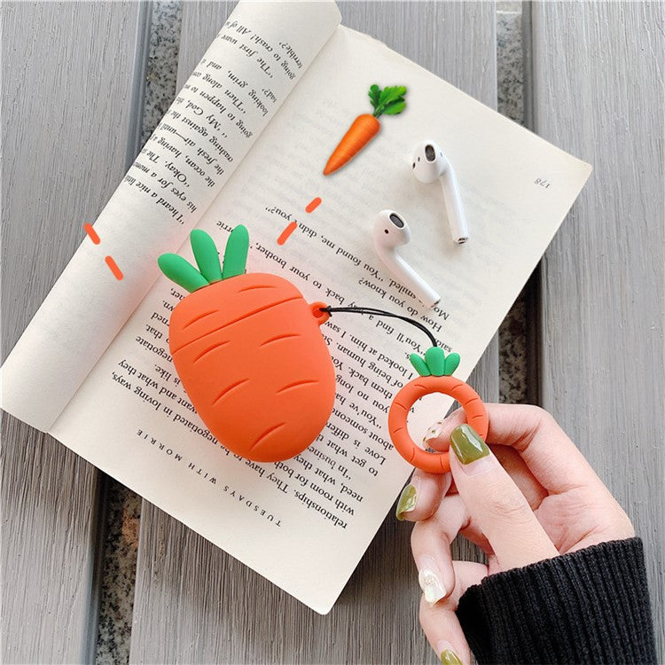 Silicone Cover with Ring for Apple AirPods with Wireless Charging Case (2019)/Charging Case (2019)/Charging Case (2016) - Carrot