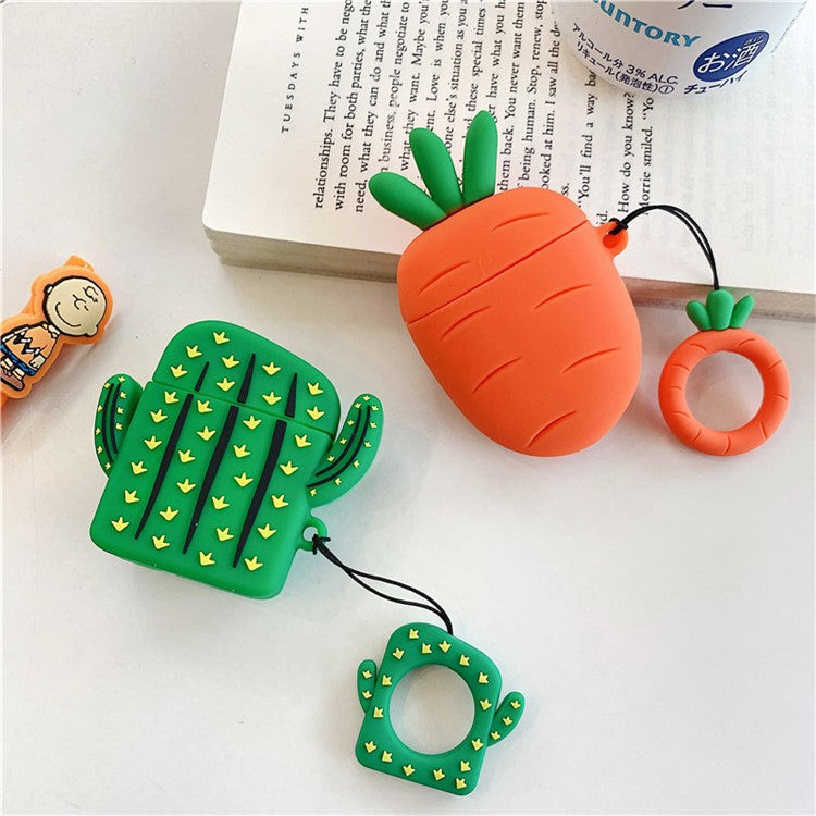 Silicone Cover with Ring for Apple AirPods with Wireless Charging Case (2019)/Charging Case (2019)/Charging Case (2016) - Carrot