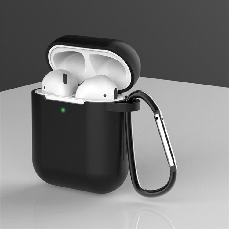 Silicone Protective Case with Buckle for AirPods with Charging Case (2016)/with Charging Case (2019) - Black