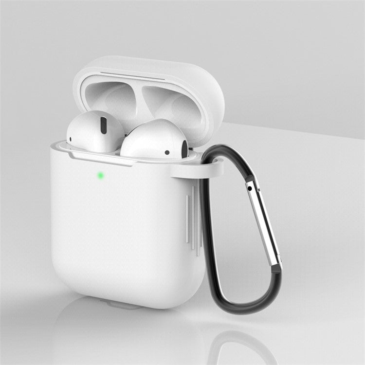 Silicone Protective Case with Buckle for AirPods with Charging Case (2016)/with Charging Case (2019) - White