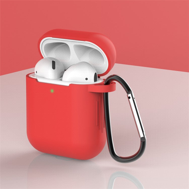 Silicone Protective Case with Buckle for AirPods with Charging Case (2016)/with Charging Case (2019) - Red