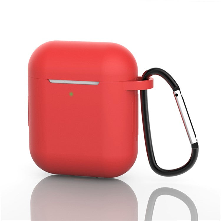 Silicone Protective Case with Buckle for AirPods with Charging Case (2016)/with Charging Case (2019) - Red