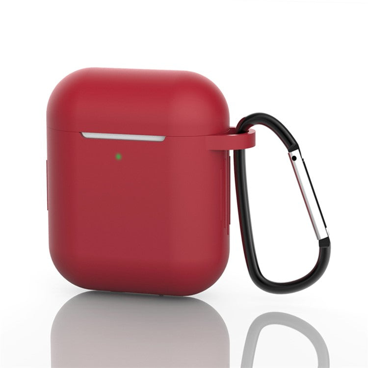 Silicone Protective Case with Buckle for AirPods with Charging Case (2016)/with Charging Case (2019) - Wine Red