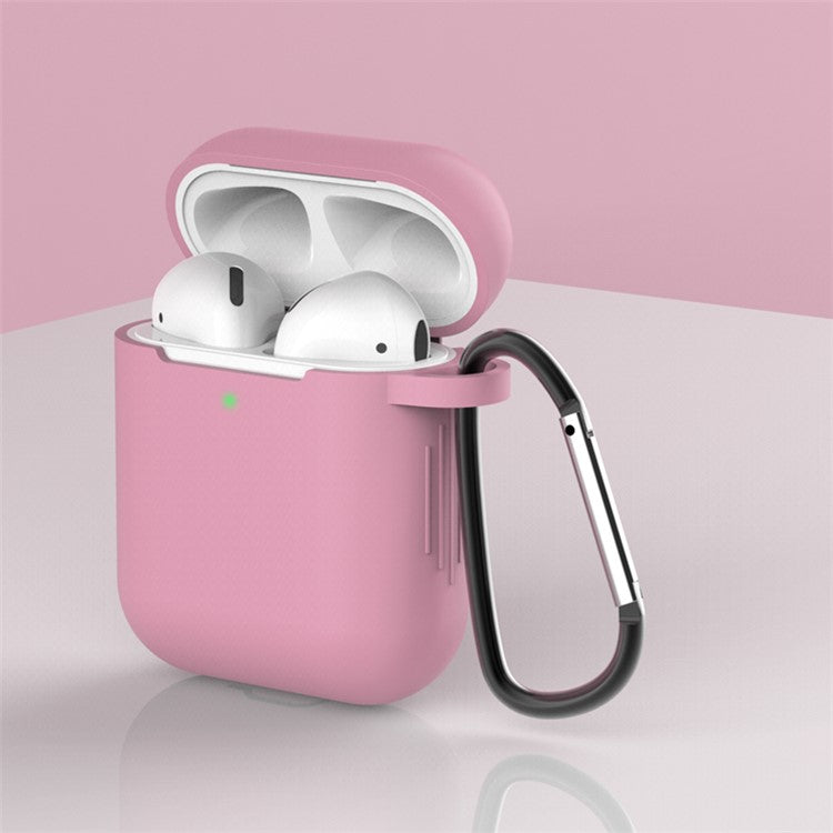 Silicone Protective Case with Buckle for AirPods with Charging Case (2016)/with Charging Case (2019) - Deep Pink