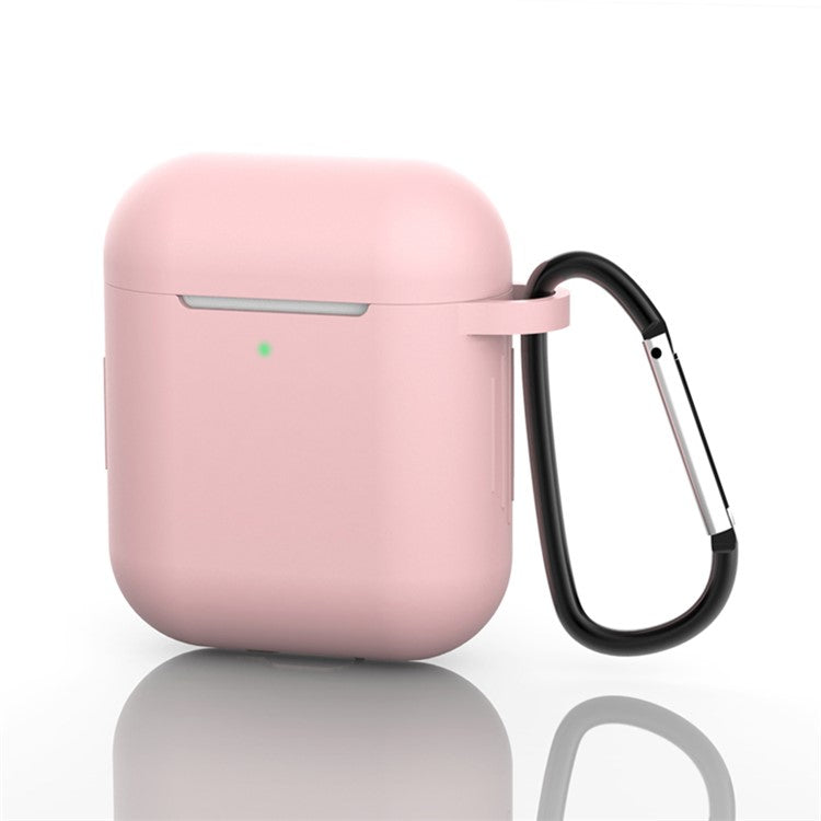 Silicone Protective Case with Buckle for AirPods with Charging Case (2016)/with Charging Case (2019) - Light Pink