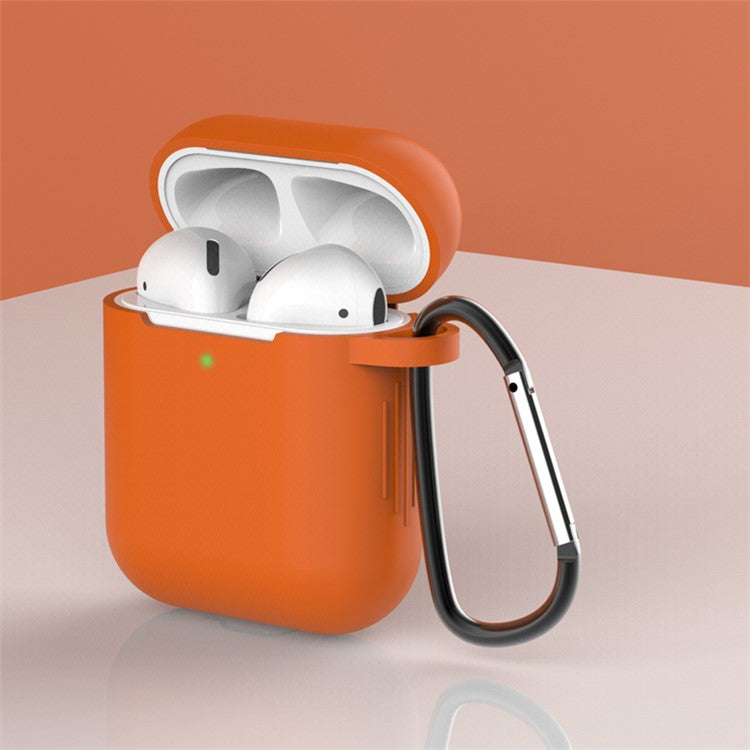 Silicone Protective Case with Buckle for AirPods with Charging Case (2016)/with Charging Case (2019) - Orange