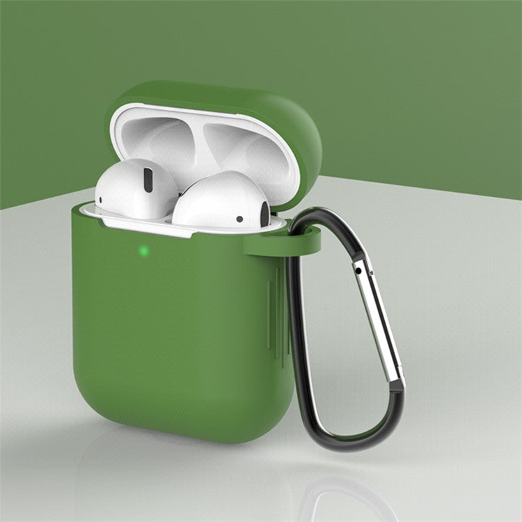 Silicone Protective Case with Buckle for AirPods with Charging Case (2016)/with Charging Case (2019) - Green