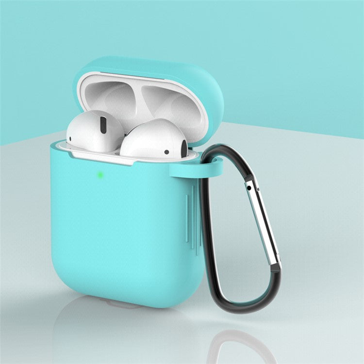 Silicone Protective Case with Buckle for AirPods with Charging Case (2016)/with Charging Case (2019) - Cyan