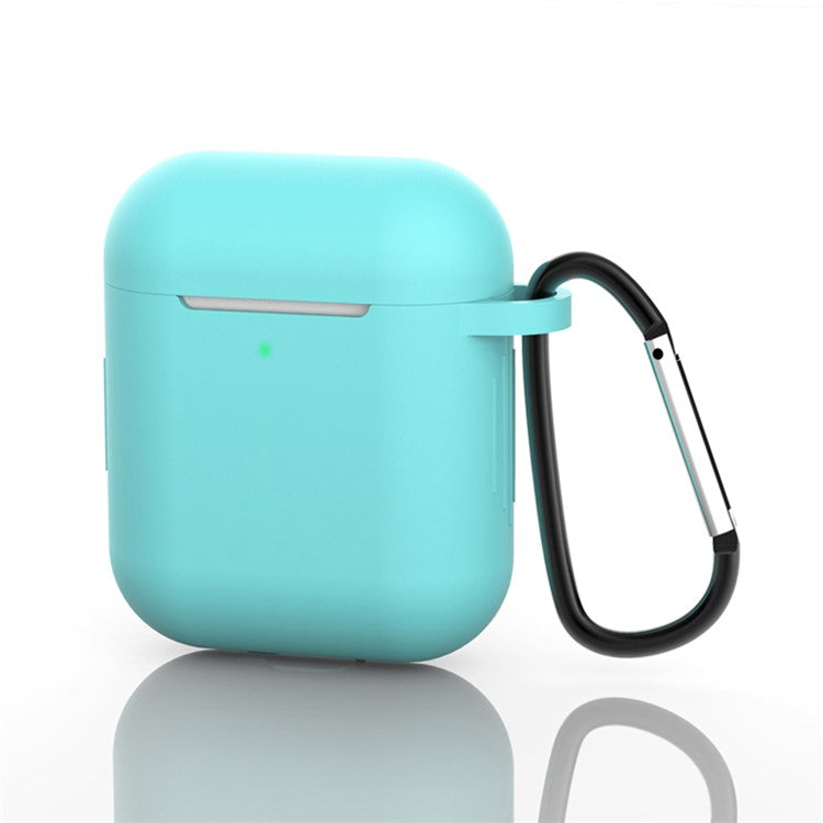 Silicone Protective Case with Buckle for AirPods with Charging Case (2016)/with Charging Case (2019) - Cyan