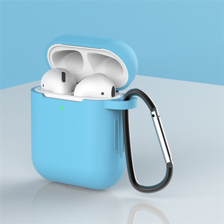 Silicone Protective Case with Buckle for AirPods with Charging Case (2016)/with Charging Case (2019) - Baby Blue