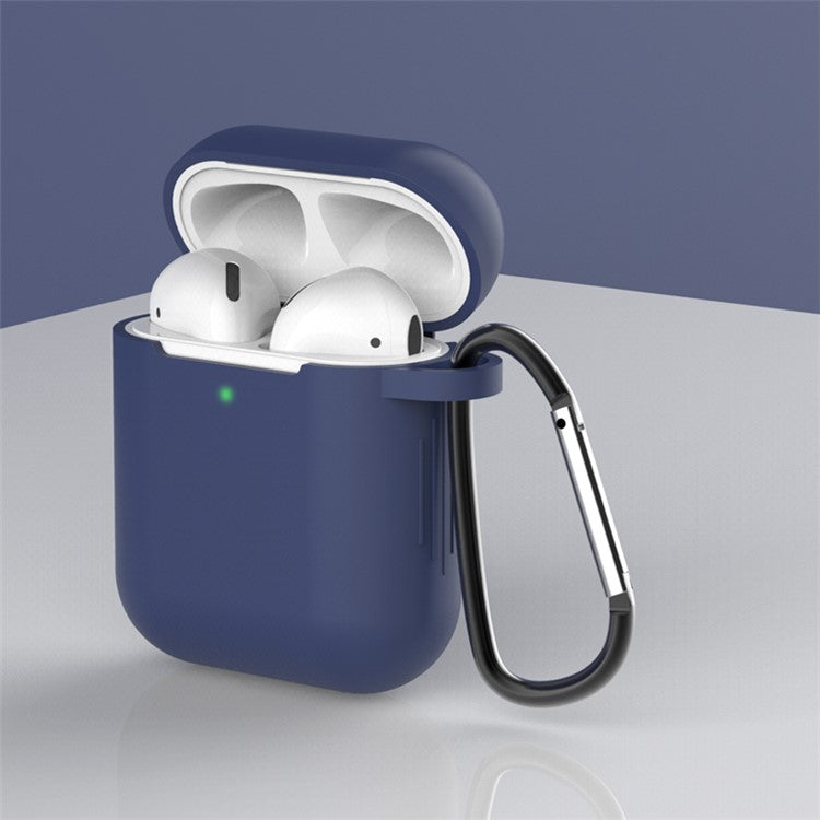 Silicone Protective Case with Buckle for AirPods with Charging Case (2016)/with Charging Case (2019) - Dark Blue