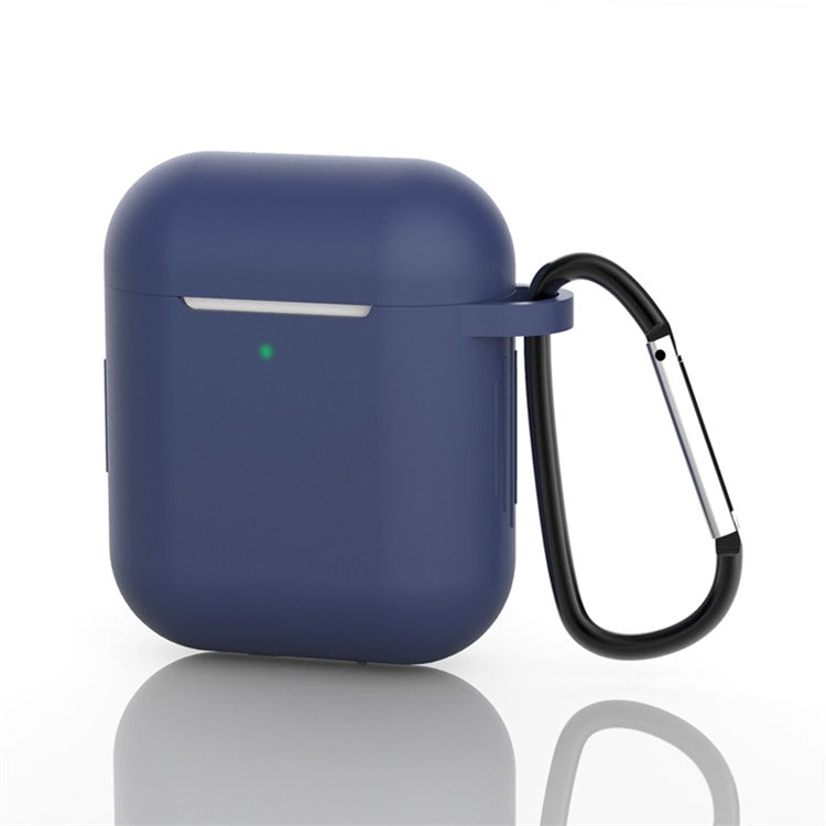 Silicone Protective Case with Buckle for AirPods with Charging Case (2016)/with Charging Case (2019) - Dark Blue