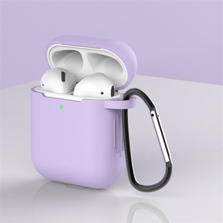 Silicone Protective Case with Buckle for AirPods with Charging Case (2016)/with Charging Case (2019) - Purple