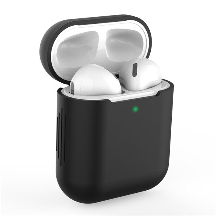 Silicone Bluetooth Earphone Charging Case Cover Protective Case for Apple AirPods with Charging Case (2019)/with Wireless Charging Case (2019)/with Charging Case (2016) - Black