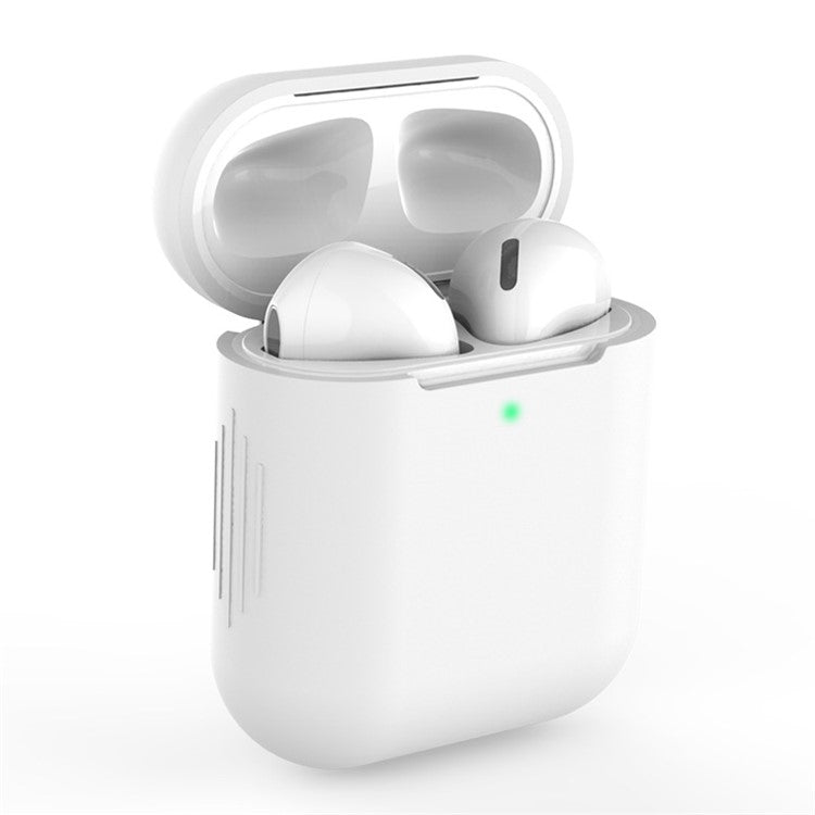 Silicone Bluetooth Earphone Charging Case Cover Protective Case for Apple AirPods with Charging Case (2019)/with Wireless Charging Case (2019)/with Charging Case (2016) - White