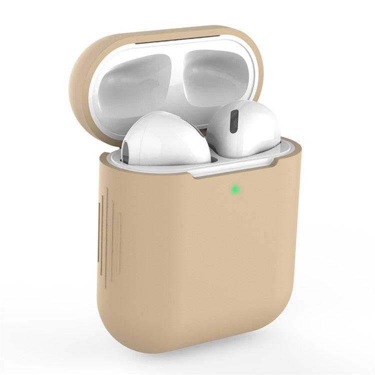 Silicone Bluetooth Earphone Charging Case Cover Protective Case for Apple AirPods with Charging Case (2019)/with Wireless Charging Case (2019)/with Charging Case (2016) - Light Brown