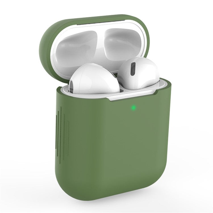 Silicone Bluetooth Earphone Charging Case Cover Protective Case for Apple AirPods with Charging Case (2019)/with Wireless Charging Case (2019)/with Charging Case (2016) - Dark Green