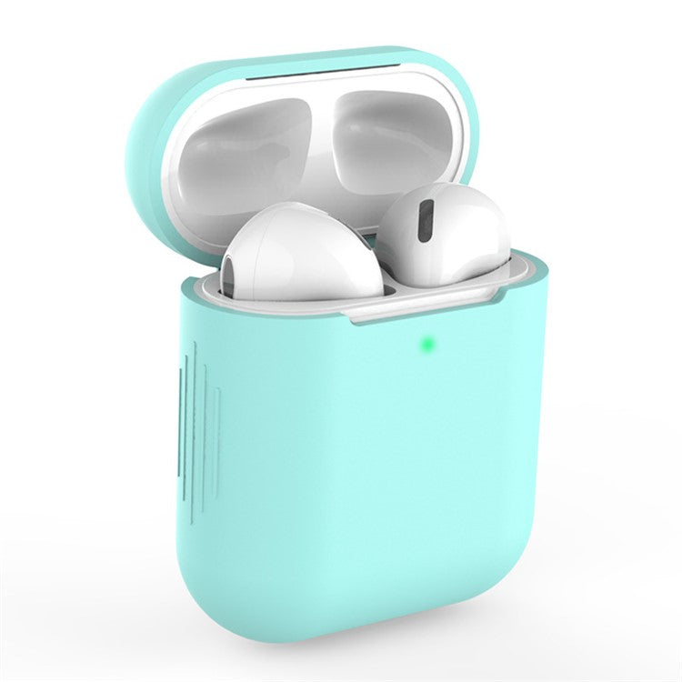 Silicone Bluetooth Earphone Charging Case Cover Protective Case for Apple AirPods with Charging Case (2019)/with Wireless Charging Case (2019)/with Charging Case (2016) - Cyan