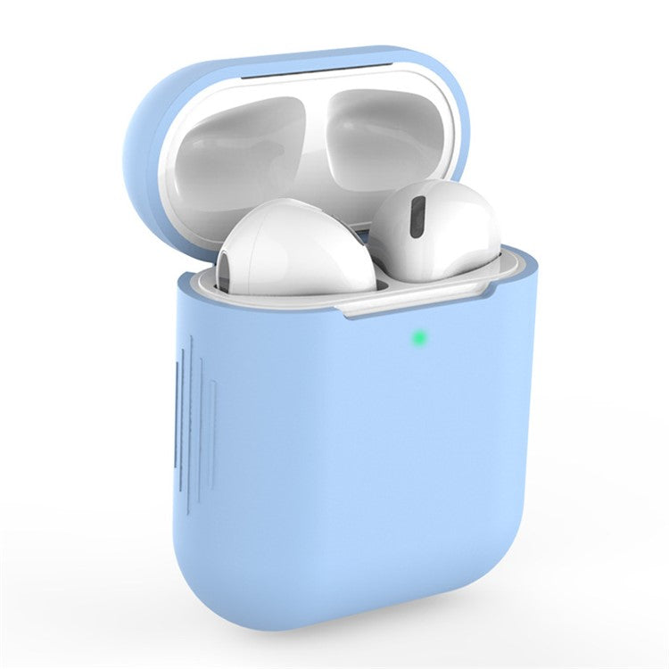 Silicone Bluetooth Earphone Charging Case Cover Protective Case for Apple AirPods with Charging Case (2019)/with Wireless Charging Case (2019)/with Charging Case (2016) - Sky Blue