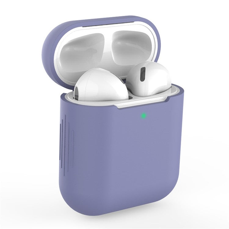 Silicone Bluetooth Earphone Charging Case Cover Protective Case for Apple AirPods with Charging Case (2019)/with Wireless Charging Case (2019)/with Charging Case (2016) - Light Purple