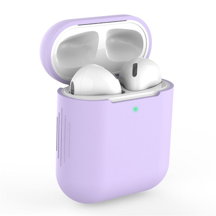 Silicone Bluetooth Earphone Charging Case Cover Protective Case for Apple AirPods with Charging Case (2019)/with Wireless Charging Case (2019)/with Charging Case (2016) - Lavender