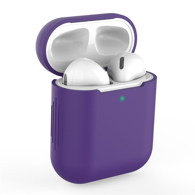 Silicone Bluetooth Earphone Charging Case Cover Protective Case for Apple AirPods with Charging Case (2019)/with Wireless Charging Case (2019)/with Charging Case (2016) - Deep Purple