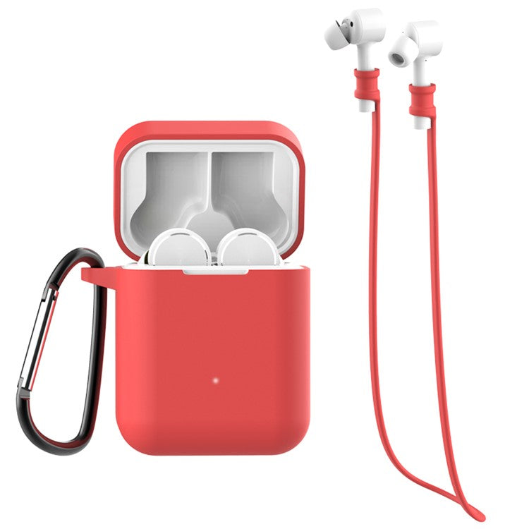 3-in-1 Set for Xiaomi Air Bluetooth Headphone [Silicone Case + Neck Straps + Carabiner] - Red