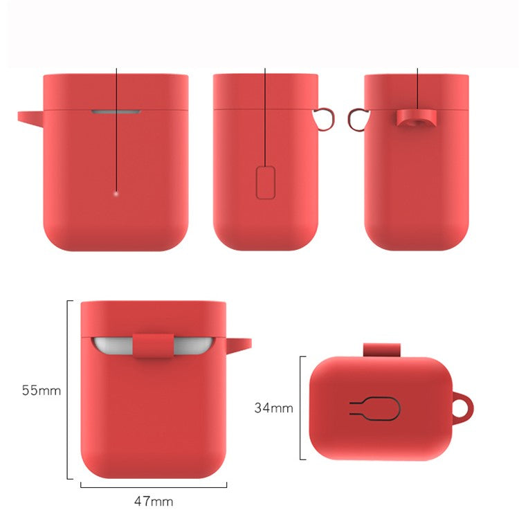 3-in-1 Set for Xiaomi Air Bluetooth Headphone [Silicone Case + Neck Straps + Carabiner] - Red